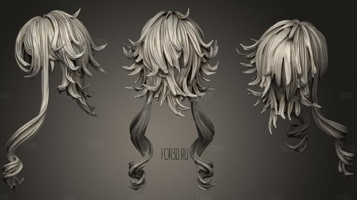 Stylized Hair 02 stl model for CNC